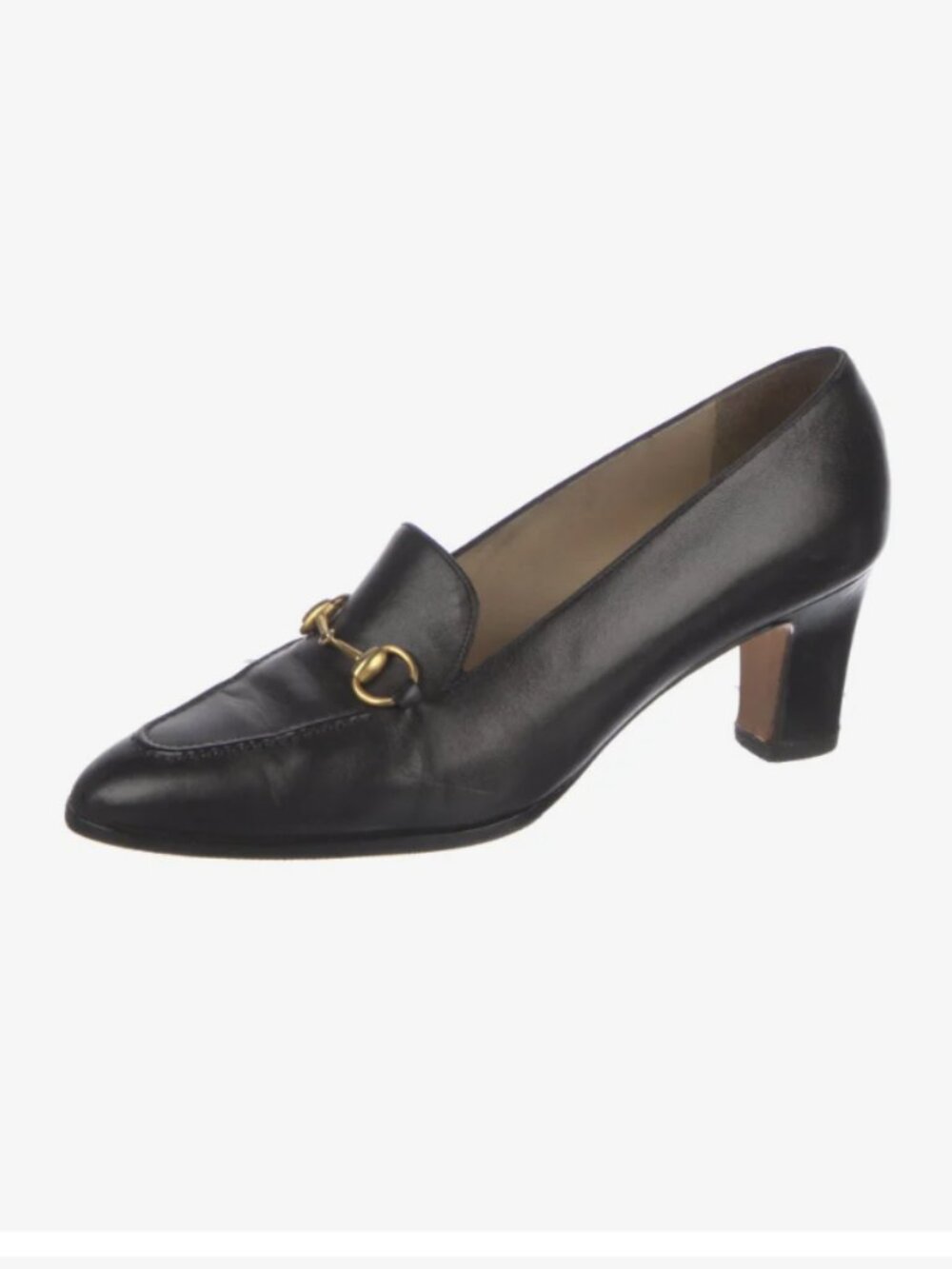 Gucci 1955 Horsebit Leather Pumps Size 8 Black Gold Preppy Equestrian Classic
